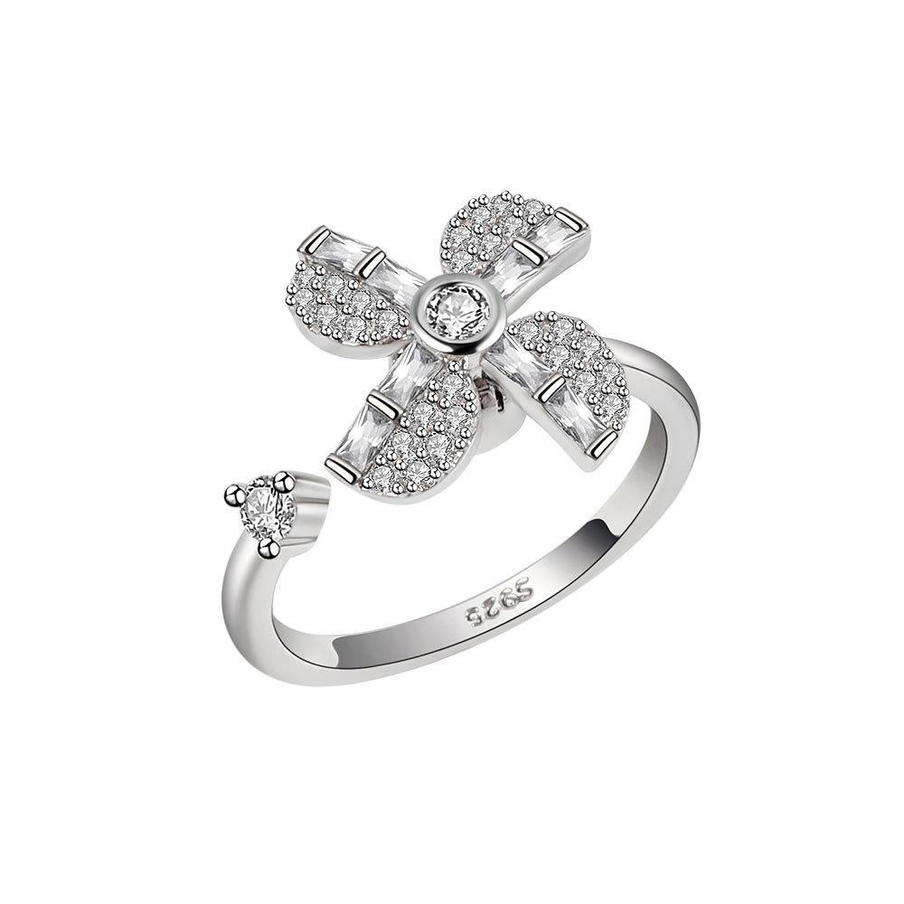 Bague de haute qualité distinctive avec paillettes et lustre personnalisés pour femme, bijoux de main rotatifs et réglables personnalisés, tendances de la mode des doigts