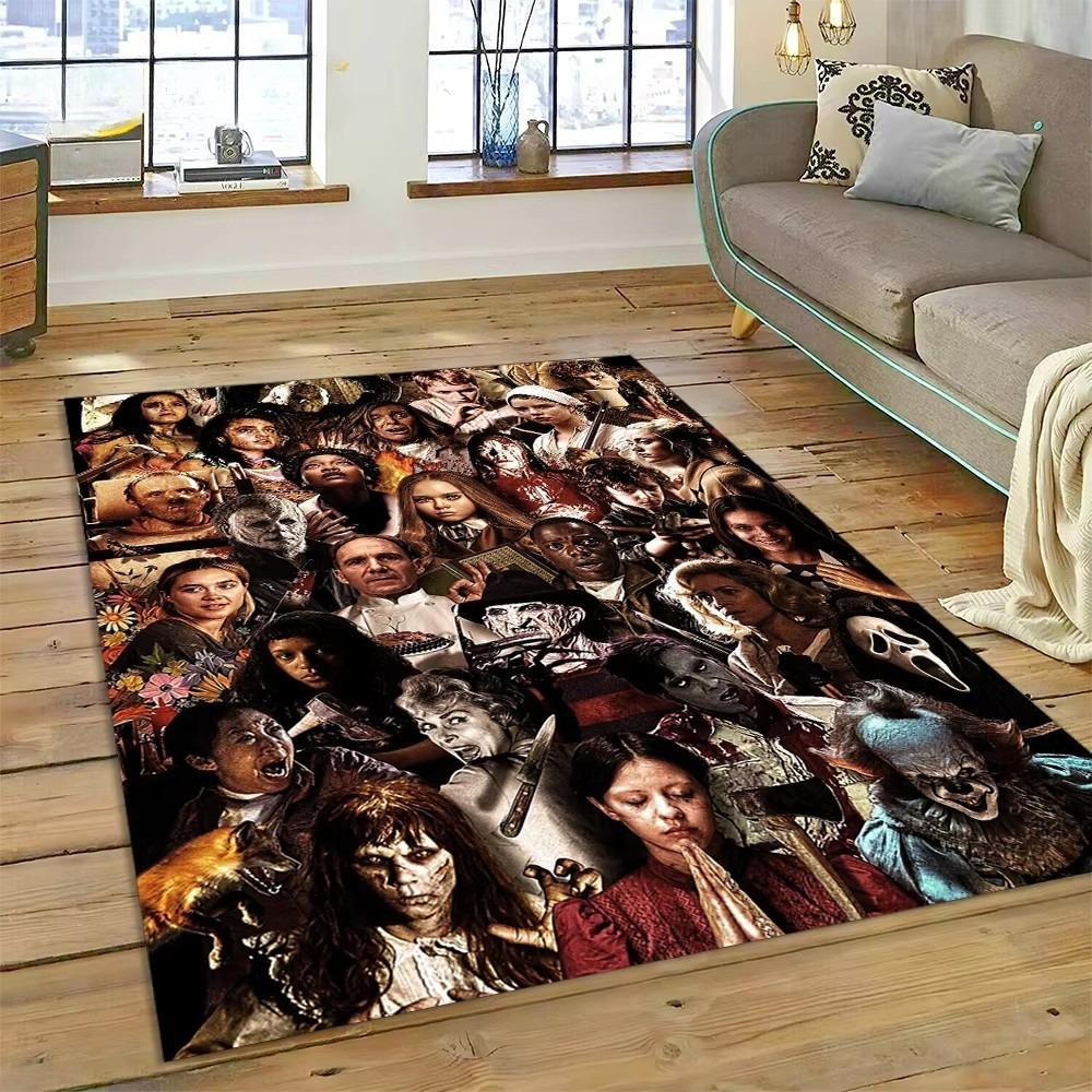 Tappeto Personaggio Film Horror Chucky Pennywise Halloween per Camera da Letto Soggiorno Casa Decorazione Divano, Tappetino Grande Decorativo da Pavimento