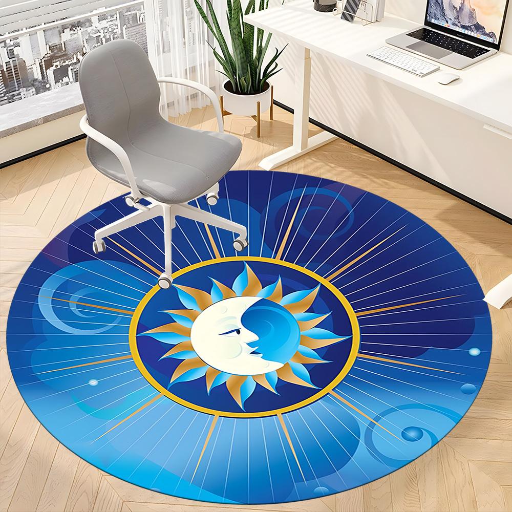 1pc Sun Moon Design Chair Carpet for Office  Machine Washable Rug for Office,  Good Gift for Family or Friends yy251225195