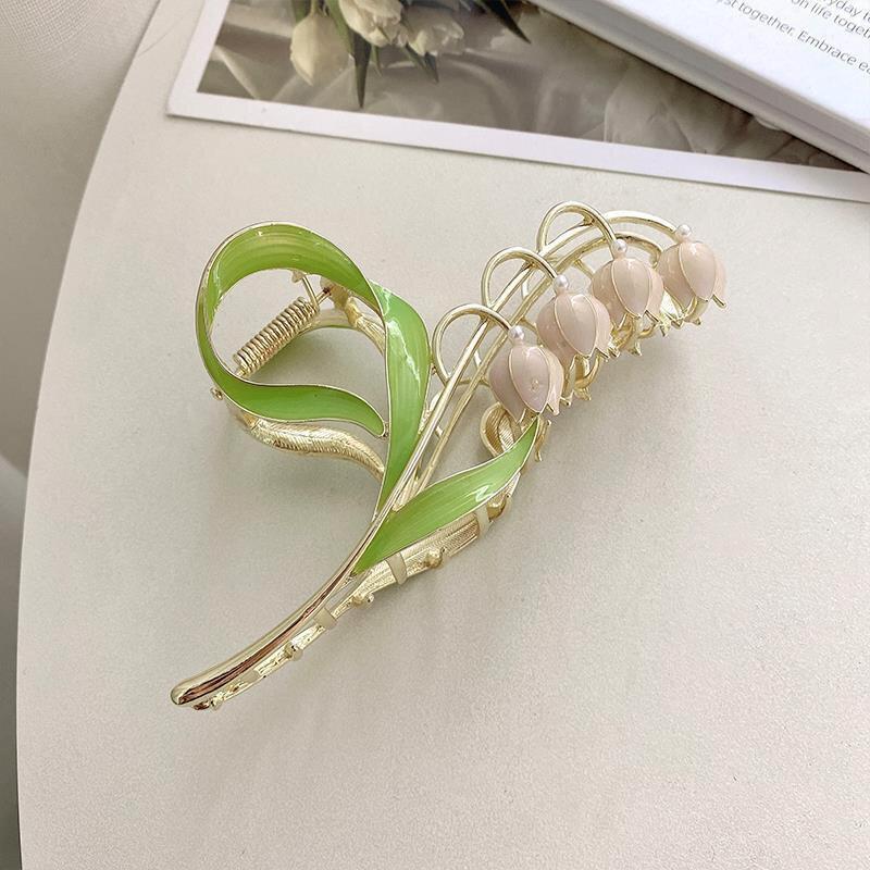 Elegantné kovové tyčinky do vlasov s tulipánmi, kvetinové sponky do vlasov s konvalinkami, vlásenky, zvončekový orchideový kvet, čínske šperky do vlasov