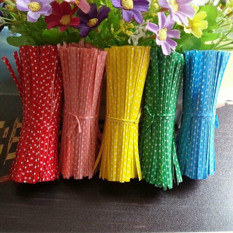 500PCS/Bag Ribbon Wrap Tie PVC Ligation for Cellophane Candy Cookie Gift Bag Pouch In Wedding Party D