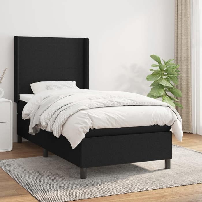 Maison Exclusive - Sommier à lattes de lit et matelas Noir 80x200 cm Tissu