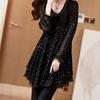 Comfortable Peplum Embroidered Casual Floral Chiffon Shirt Tops Women Loose Long Sleeve Solid Color T Shirt