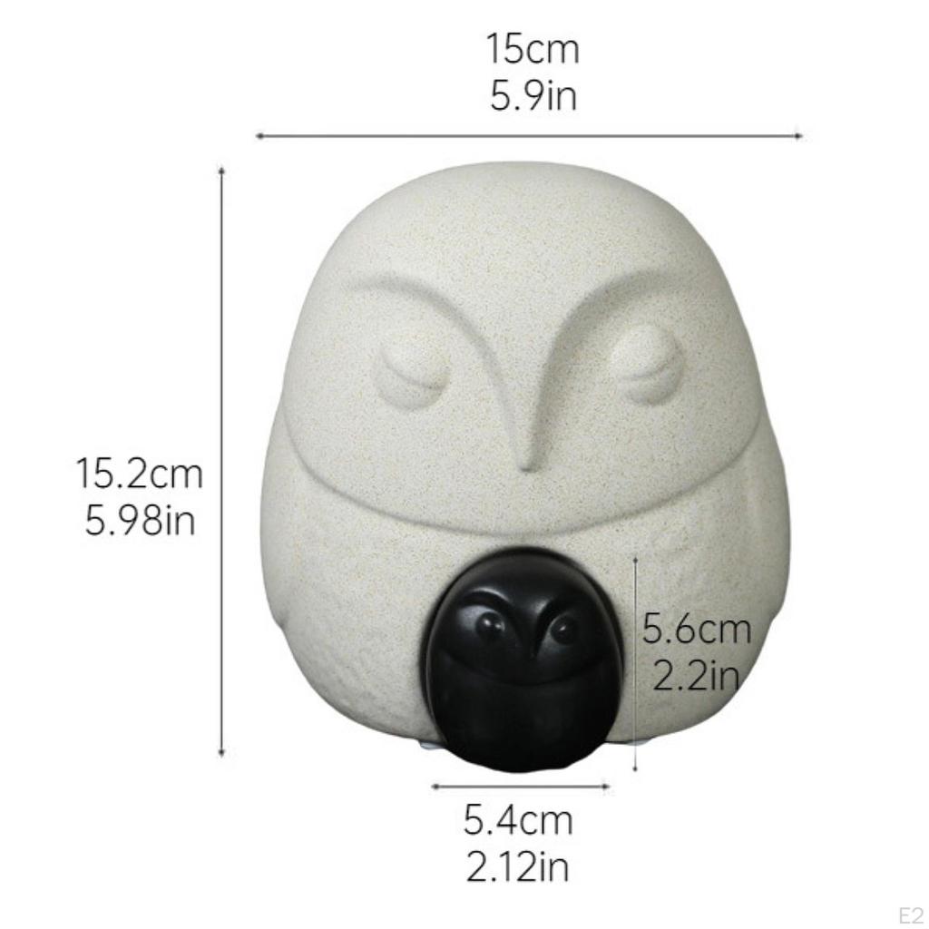 2 Stück Eulen-Skulptur Keramikfigur Einfache nordische Schreibtischdekoration Statue für Büro