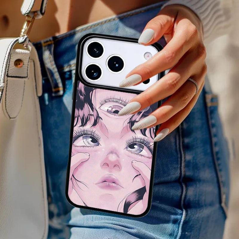 Cartoon Girl illustration Phone Case For iPhone 17 Air 14 15 13 12 Max Cover For Apple 14 15 16 16e 11 Pro Max Plus Coque