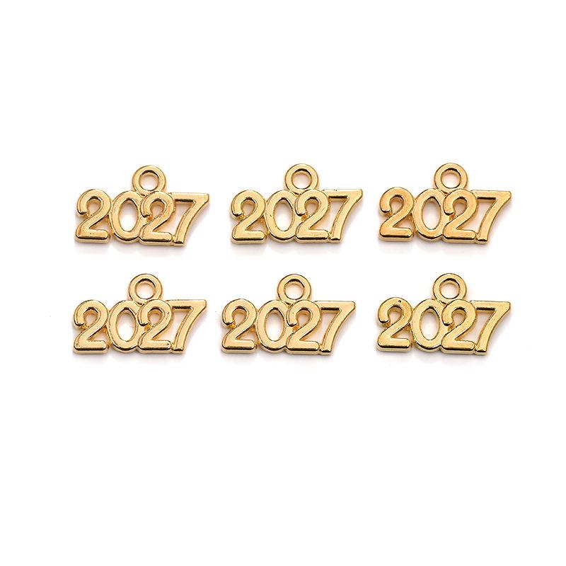 50Pcs Vintage Alloy 9*14Mm Number Charms 2026 2027 Year Pendants Diy Earring Bracelet Necklace Jewelry Making Crafts Accessories
