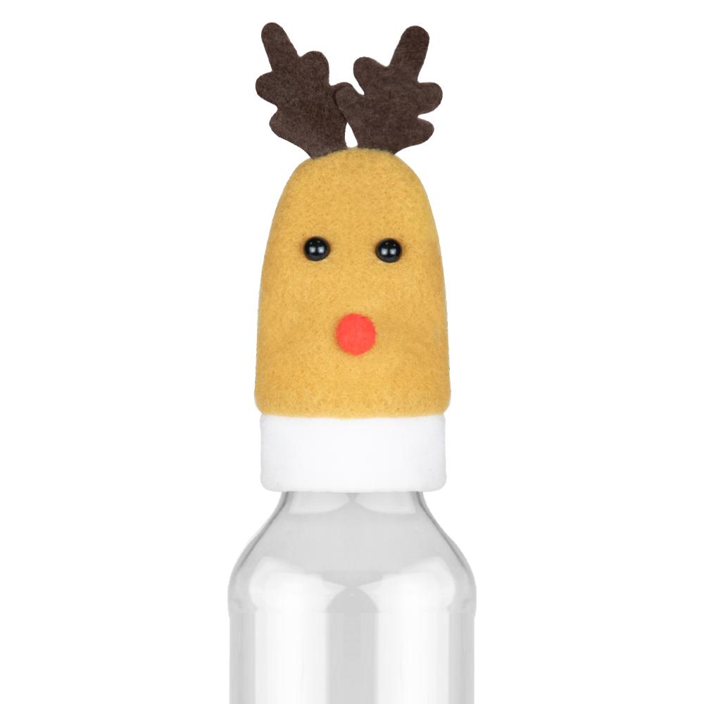 5x REINDEER cap for a bottle of liqueur, cutlery CHRISTMAS TABLE DECORATION