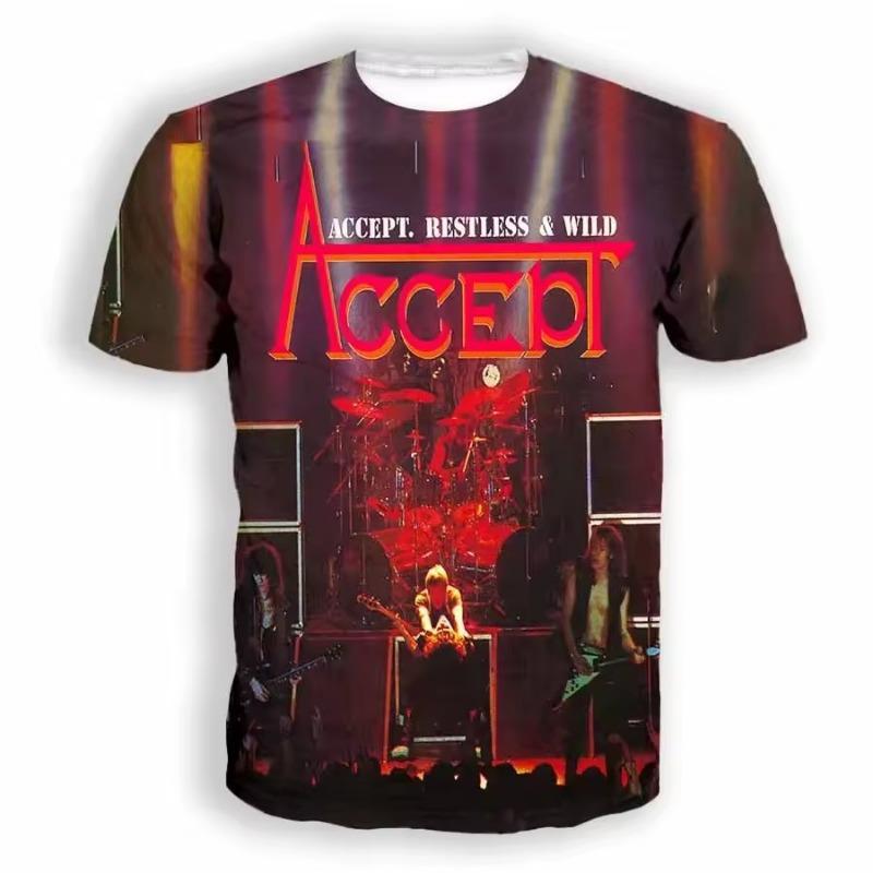 Vintage Men's T-shirt Classic Band Accept 3D Printed T Shirts Man Women Hip Hop Short Sleeve Tee Fashion Street Men Top Clothing