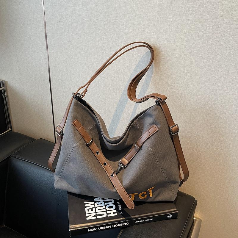 Casual Canvas Tote Bag Women's New Multi-functional Shoulder Commuter Bag Versatile Large-capacity Backpack