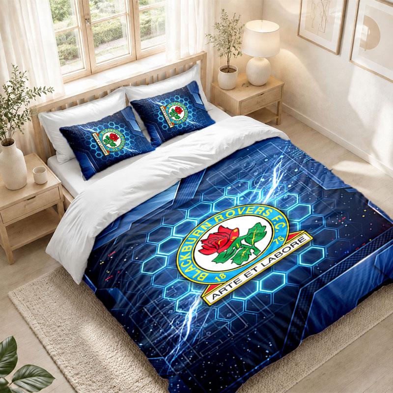 Bedding Set 1 Duvet Cover 2 Pillowcases Blackburn Rovers Football Print Bedroom Home Decoration