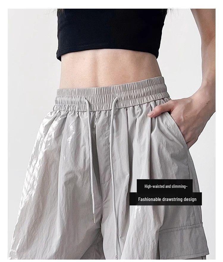 Women's Summer High-Waist Retro Joggers: Casual Wide-Leg Straight Pants