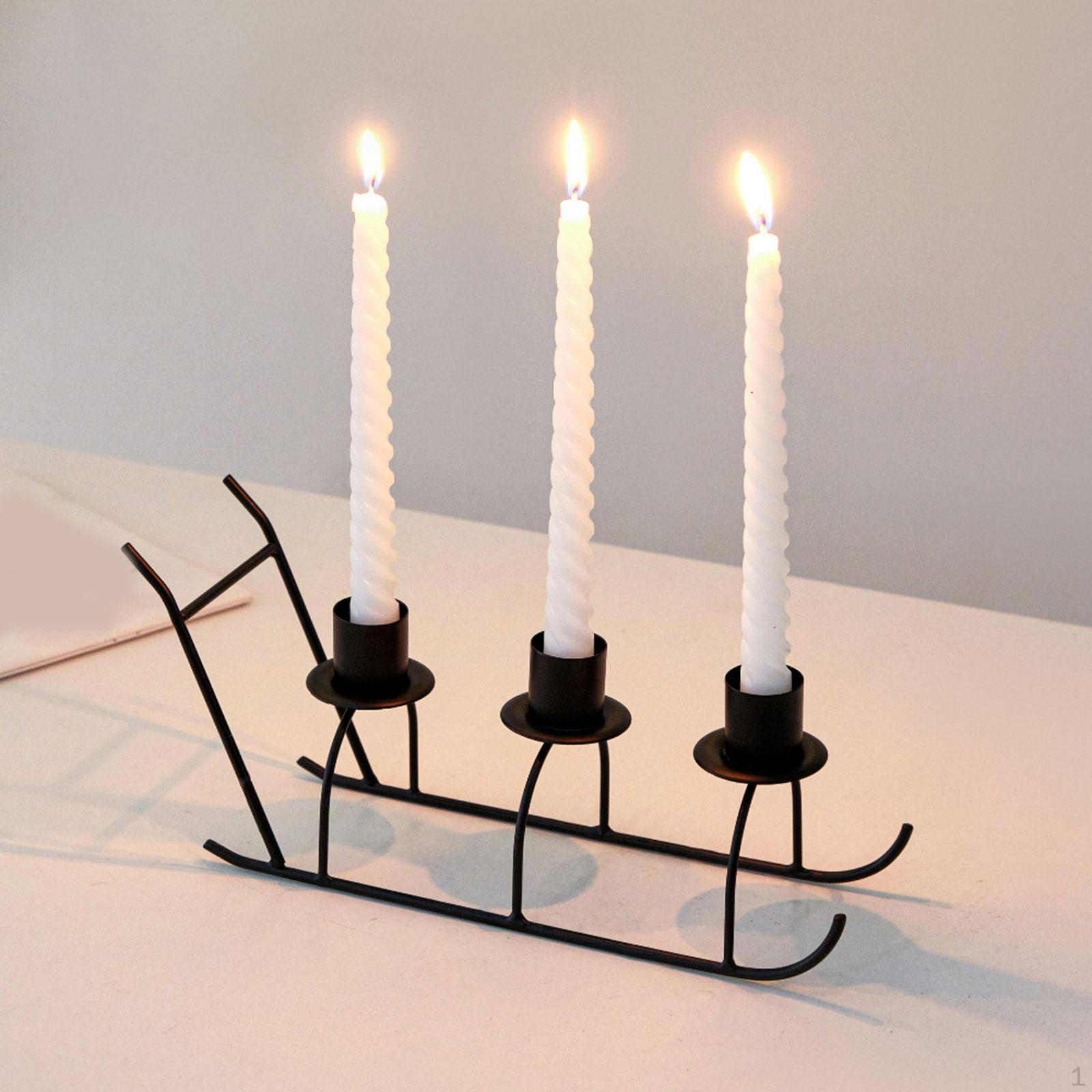 

Подсвечник канделябр на 3 рожка для дома и мероприятий, дизайн в форме саней чёрный