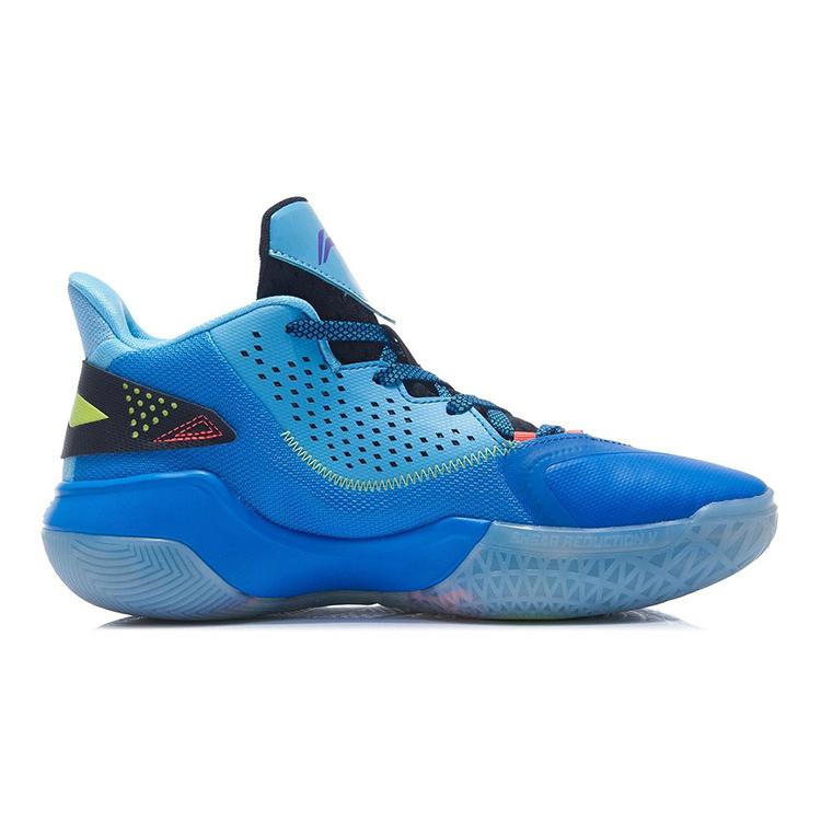 New LiNing Sprint SE Cushioning Anti Slip Wear Resistant Coverage Support Rebound Mid Top Basketball Shoes Men's Blue ABPR061-1