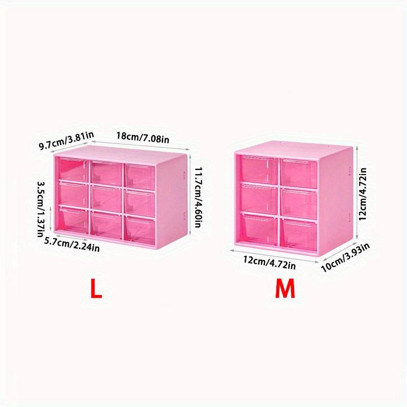 1pc-New Transparent Girl Pink Table Top Leather Band Hair Ornament Small Items Large Capacity Compartment Drawer Storage Box