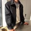Yousheng Men Jacket Lapel Long Sleeve Zipper Design Jacket Coat with Pockets Solid Color Short Coat Street Office Daily Wear