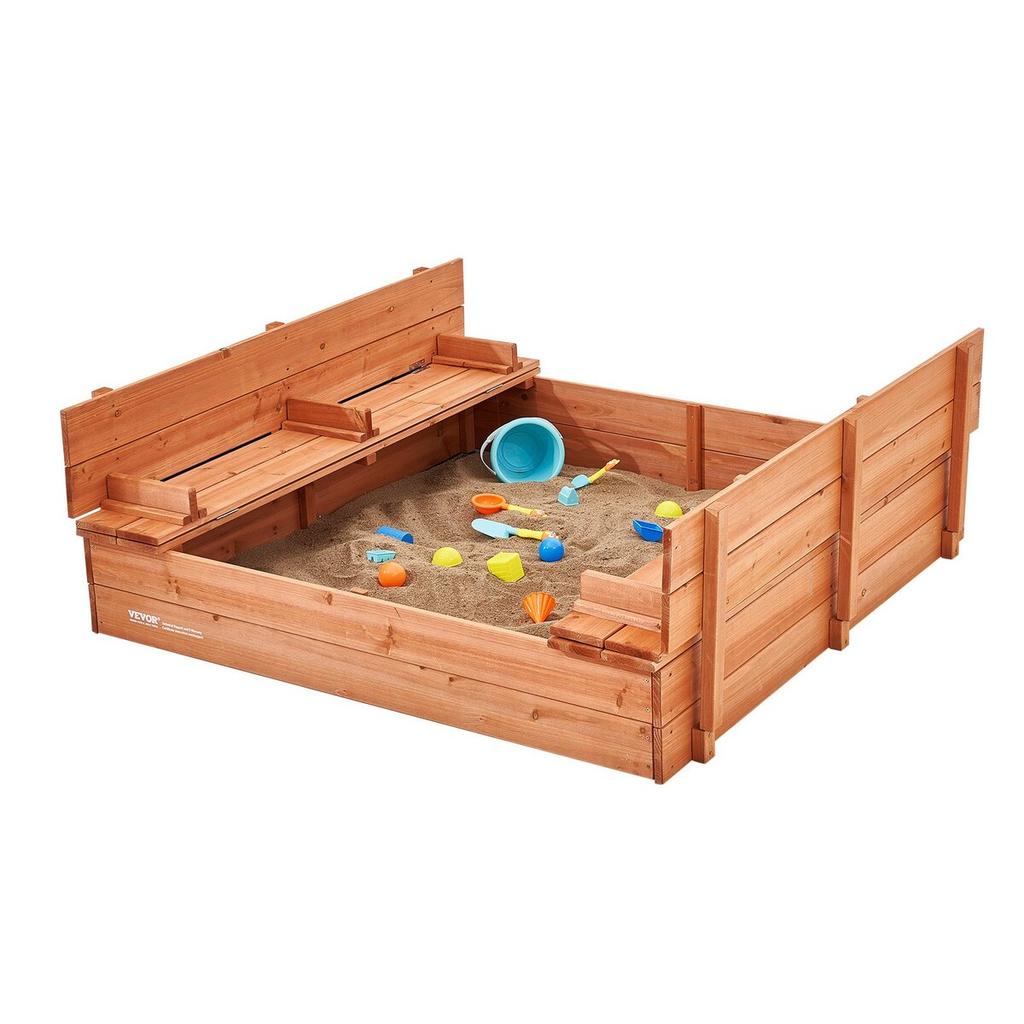 Wooden Sandbox Sand Box Sand Pit with Bottom Liner for Outdoor Ages 3-12