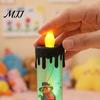 Battery Operated Halloween Candle Electronic Light, Fun Spooky LED Candle, 3-Color Flickering Three-color Luminous Realistic Flame Safe