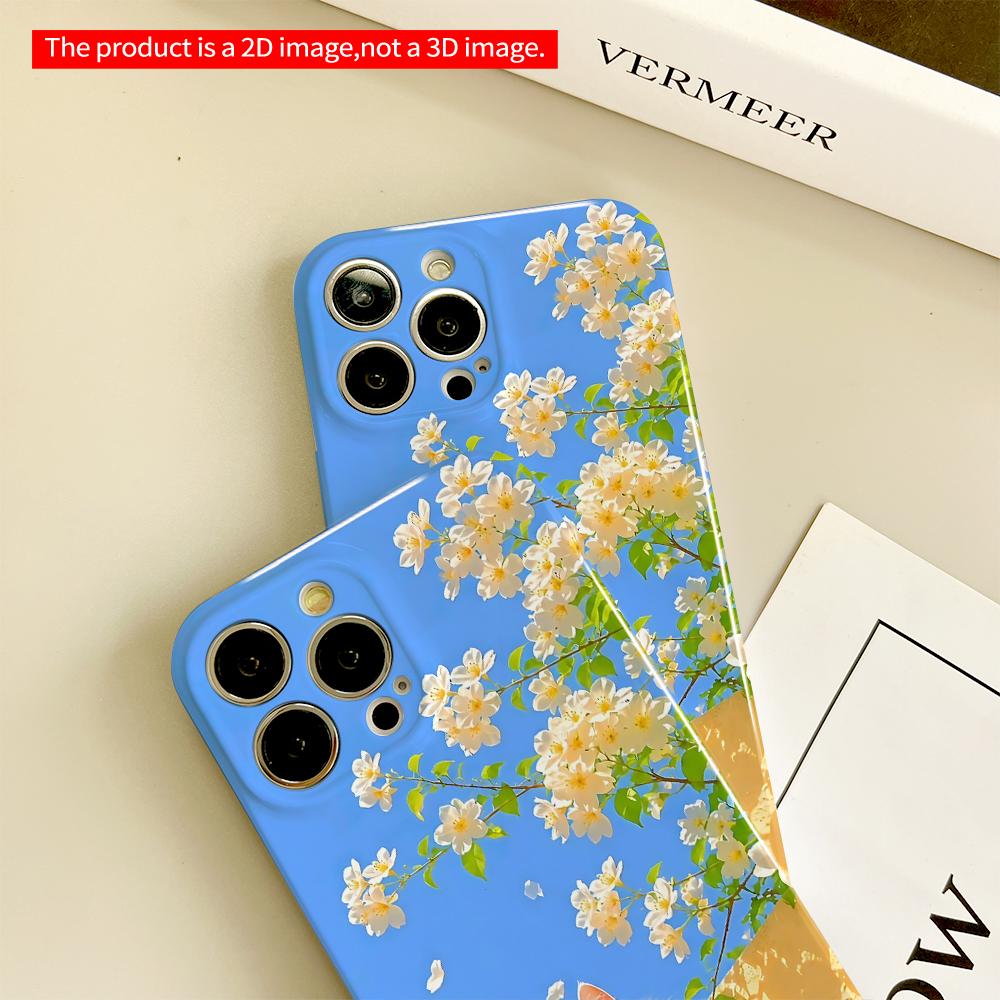 Sleeping Cat Among White Flowers All Inclusive Film Hard Phone Case, Compatible with iPhone 18 Pro Max 17 16 15 14 13 12 11