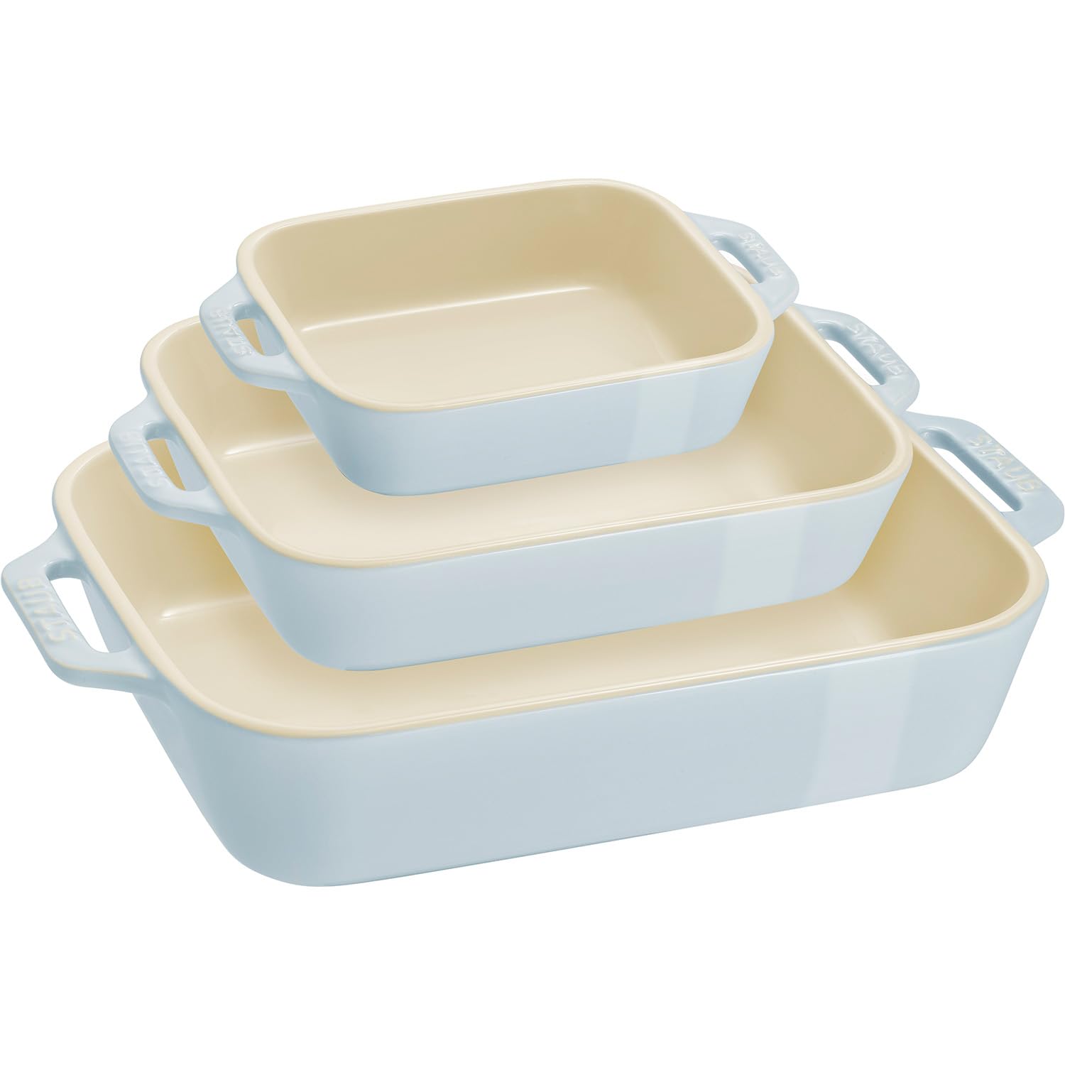 Набор прямоугольных блюд Staub 20x16см Макаронно-голубой Керамическое блюдо для запекания Безопасно для духовки и микроволновой печи Японское блюдо (14x11см / / 27x20см) Набор из 3 предметов, - Набор,