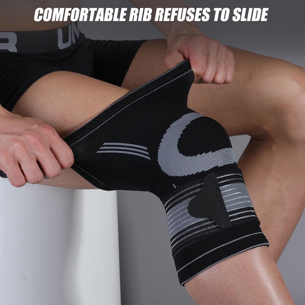 1 Pezzo Maniche a Compressione Sportive per Ginocchia con Cinghia Ginocchiera di Supporto per Corsa Jogging Pallacanestro Artrite Sollievo dal Dolore Articolare