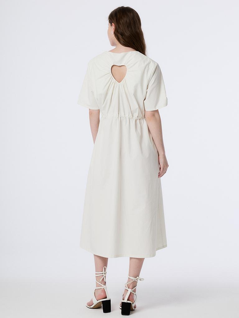 The Studio K Cut-Out Heart Shirring Dress (Cream)
