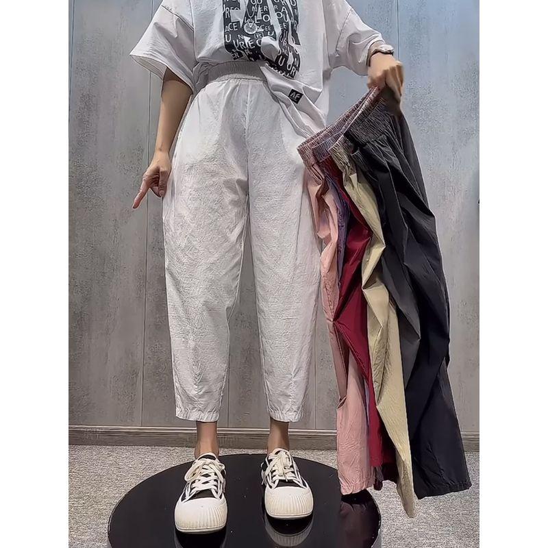 

Лето 2024 Тонкие С высокой талией Свободные Штаны бабушки White 2XL