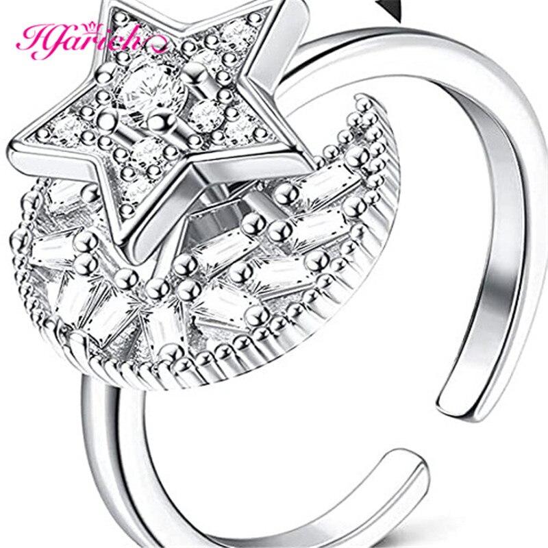 Hfarich Blue Crystal Butterfly Ring Rotate Freely Anti Stress Anxiety Ring For Women Girl Wedding Jewelry Engagement Gifts