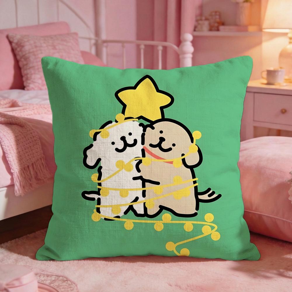 Line PPuppys Cute Dog Cushion Cover Premium Comfort Reversible Pillow Cove Two In One Design For Any Room Car Interior