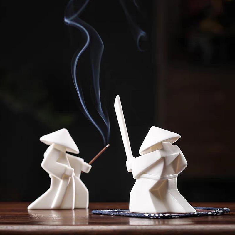 Samurai Knight Ceramic Incense Holder and Burner Ornament