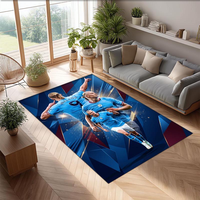 Erling Haaland Calcio Football Pattern Tappeto Morbido per Area Tappeto per Pavimento Interno Antiscivolo Tappetino Decorazione Sportiva per Camera da Letto