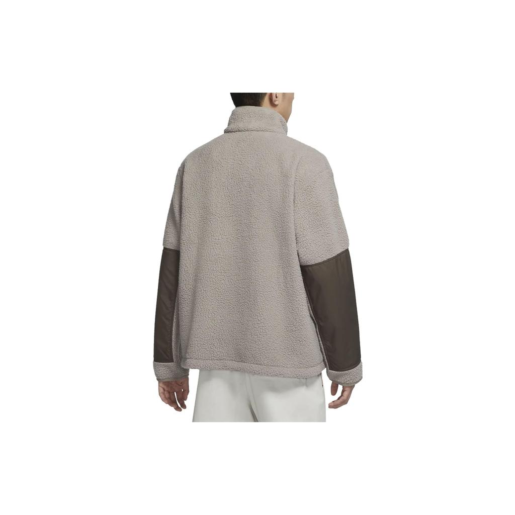 Nike Logo Print Stand Collar Comfort Warm Fleece Jacket Men Outerwear Gray DD5022-087