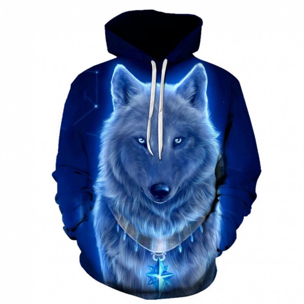 Fox and Wolf 3D Digital Printed Men's Street Trendy Hoodie Sweatshirts