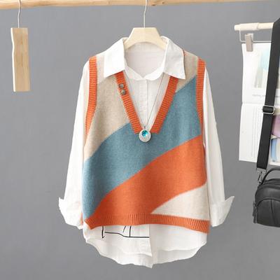 Spring Autumn Knitted Vest Tank Loose Sweater Coat Knitted Shirt Women's Wear
