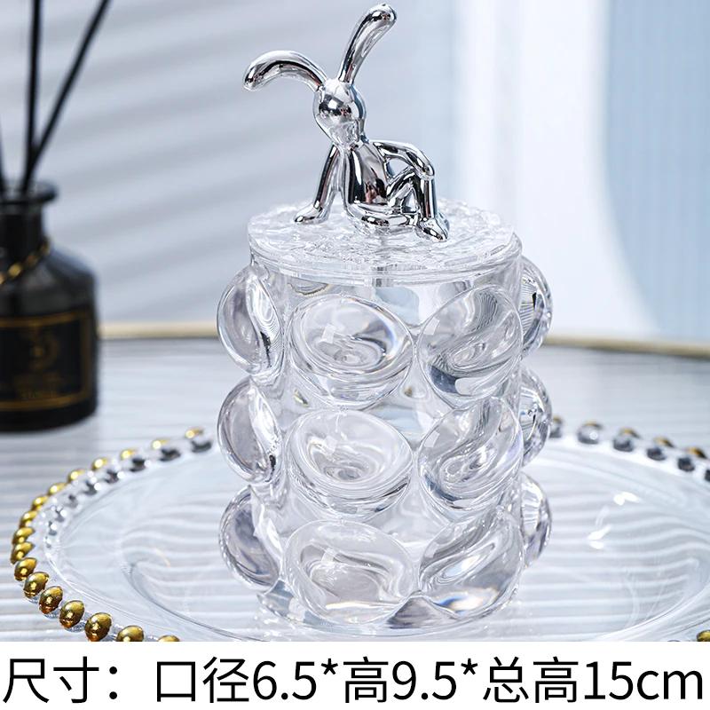 

Acrylic Cover Glass Storage Jar Ornaments Transparent Floss Box Storage Bottle Cotton Swabs Storage Ornaments Home Decoration
