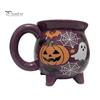 Large Handle Witch Pot Mug Halloween Cauldron Coffee Mug, 360ml Ghost Pumpkin Spider Web Pattern Cute Teacup Ceramic Cup, Spooky Drinkware for Party,
