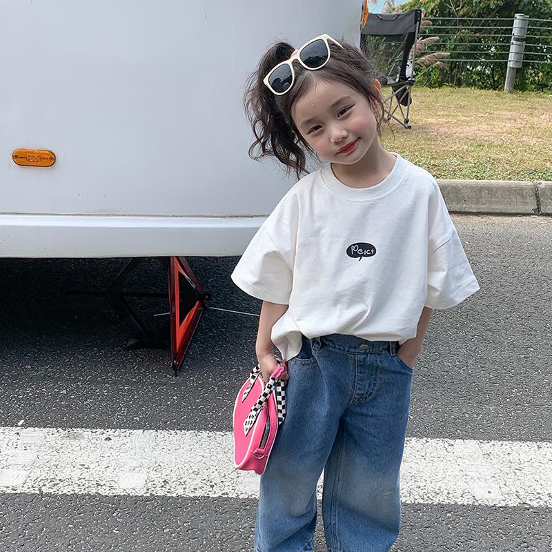 Baumwoll-T-Shirt für Mädchen mit kurzen Ärmeln: Trendiges Sommer-Print-Top