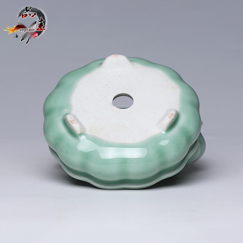 Zisha Succulent Flower Pot Ceramic Incense Burner – Glazed, Creative Desktop Bonsai Planter, Handmade, for Office Decor.