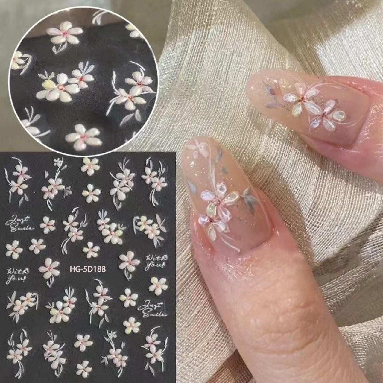 

New Camellia 5D Relief Nail Art Sticker Three-dimensional Small Fresh Ice Flower Hand-painted Three-dimensional Henna Flower Jewelry Sticker T167-Watercolor Flowers