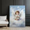 Charming Little Angel On a Cloud Charming Little Angel On a Cloud, 50X70 Cm, Light Oak Wooden Frame, Matte Paper 230 Gsm