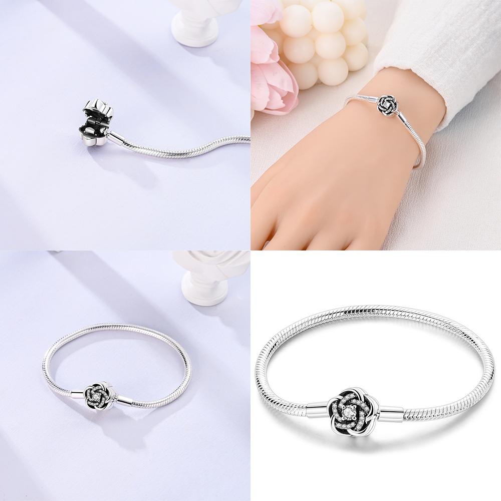 925 Silver Clover Butterfly Snowflake Bracelet Bracelet Fit Original Charm Bead DIY Design Jewelry Women