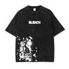 Anime B-Bleach T Shirts Vintage Washed Kurosaki Ichigo T-shirt Streetwear Manga Renji Zaraki Kenpachi Tops Tees Man
