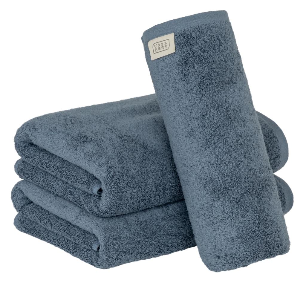 Towel Laboratory Bath Smoky Set of Fast JapanTechnology [Volume Rich] #003 Towels, Blue, 3, Hotel-Quality, Thick, Fluffy, High-Breathability,