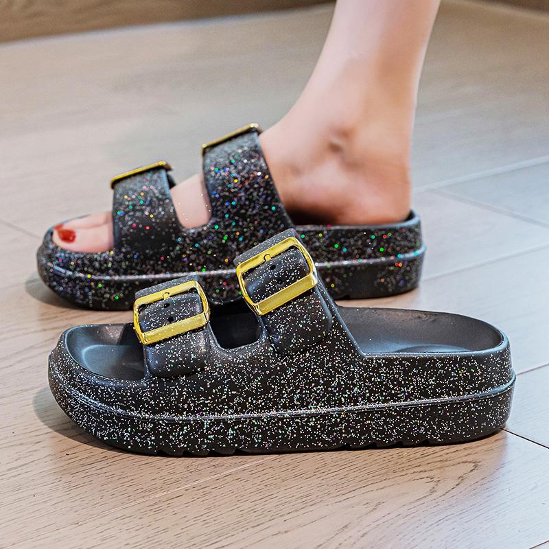 

Модные женские сандалии на платформе Летние новые нескользящие повседневные сандалии на плоской подошве Уличные комнатные тапочки Удобная обувь с ремешком 36-37 чёрный