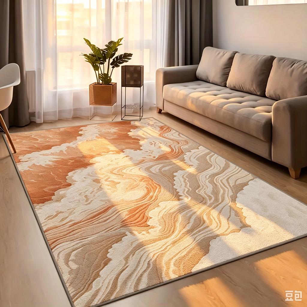 Area Rug Artistic Abstract Ocean Wave Gradient Modern Coastal Decorative Indoor Floor Carpet for Living Room Bedroom Home Decor