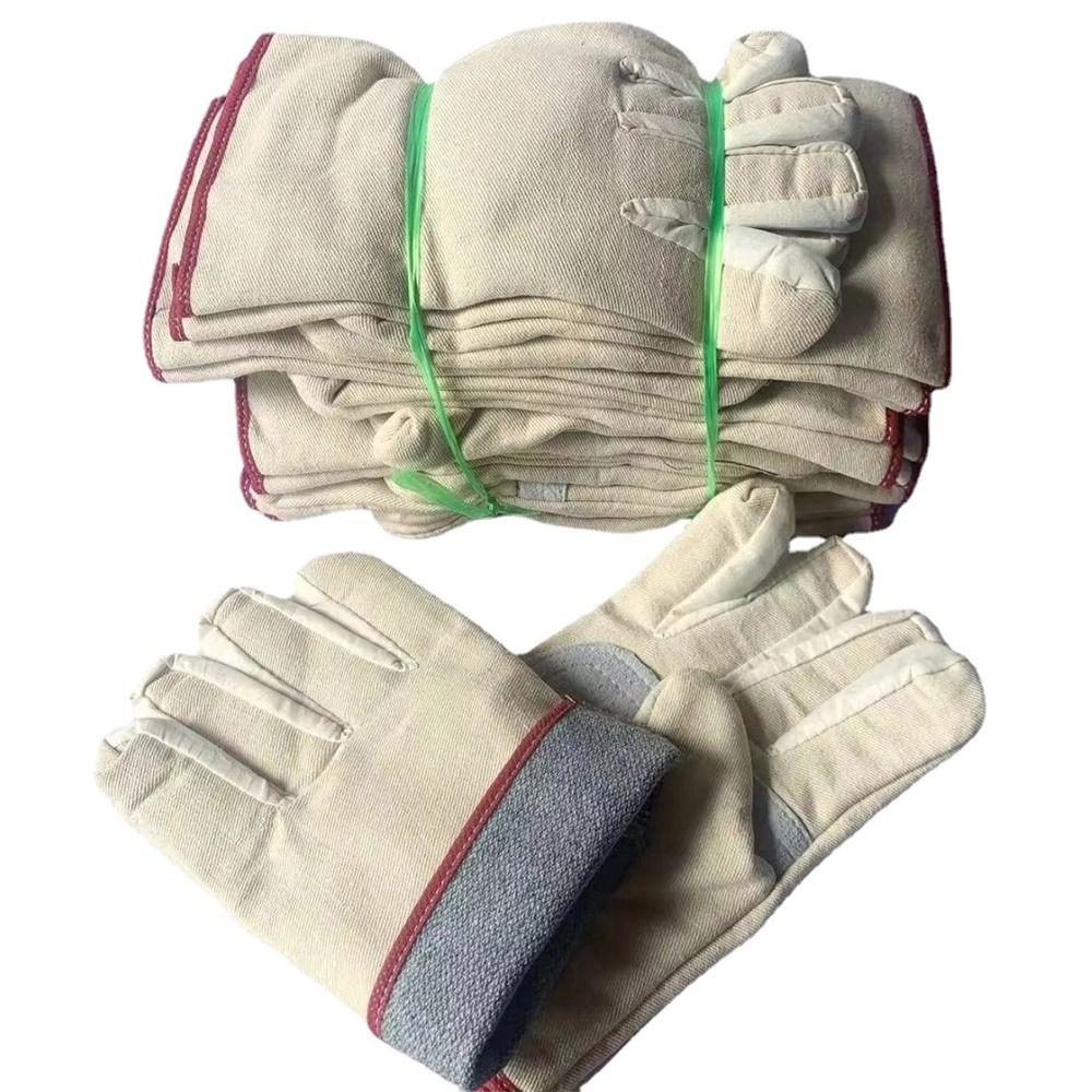 1Pair Stab Proof Canvas Gloves Double Thickened Welding Protective Gloves  Welder Maintenance