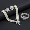 Snowflake Pearl Jewelry Set: Necklace, Bracelet, and Earrings for Women - Trendy High-End Fashion.