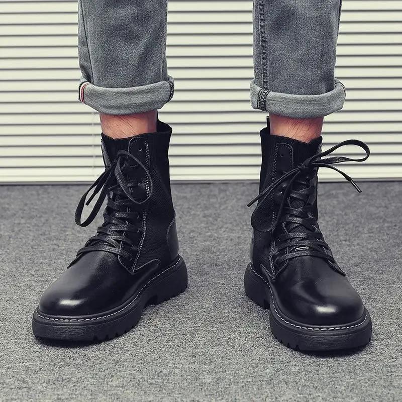 Fashion Male Shoes Black Warm With Fur Winter Men's Boots Designer Offer Comfortable In Promotion Non Slip Footwear Low Price Cheap Y2k