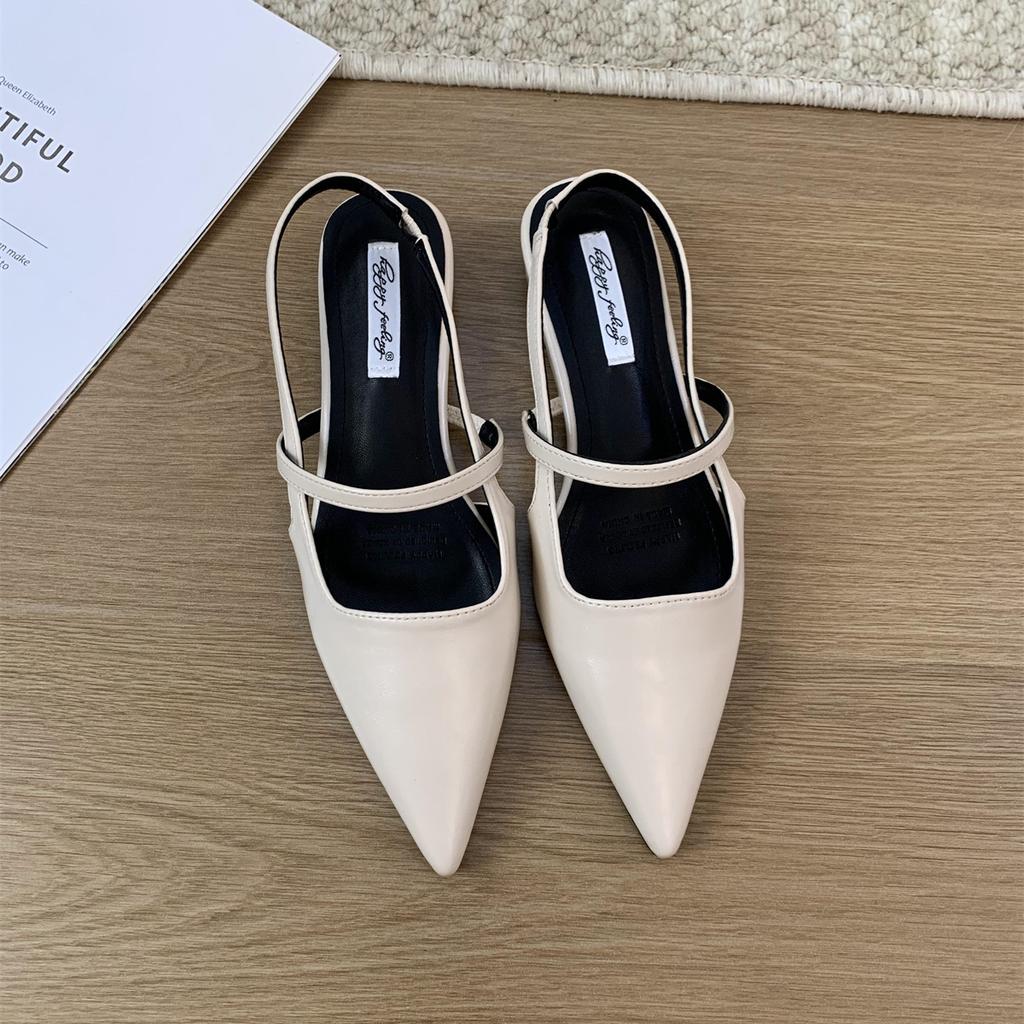 Fashion Bailamos 2024 Brand Pointed Toe Women Sandals Fashion Shallow Slip On Ladies Mary Jane Shoes Flats Heel Elegant Dress Slingback