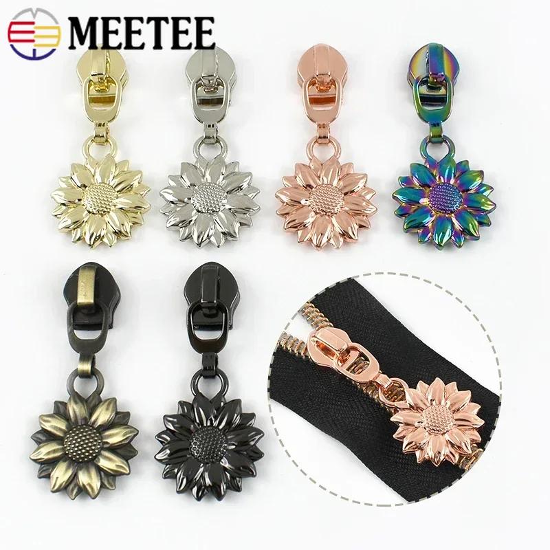 5/10/30Pcs 5# Zipper Puller for Nylon Zip Clothes Bags Decor Zips Slider Handle Sunflower Zippers Head Repair Sewing Supplies