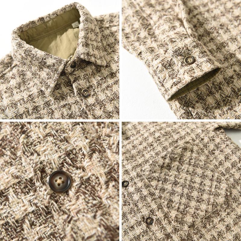 Men's Autumn Houndstooth Retro Casual Long Sleeve Shirt Z258